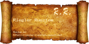 Riegler Rusztem névjegykártya
